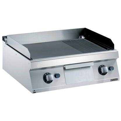 Modular Cooking Range Line EVO700 800mm Gas Fry Top, Smooth and Ribbed Brushed Chrome Plate 372335